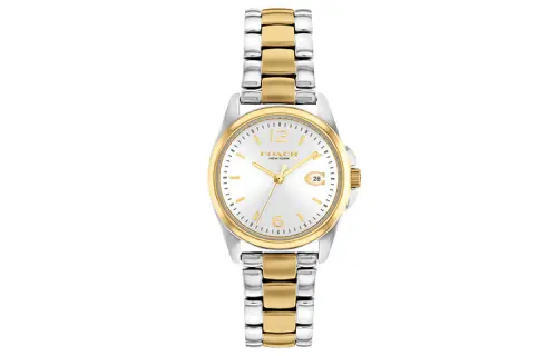 COACH GREYSON Collection European/US Watches, Sunray Pattern Quartz Movement Stainless Steel Strap 28mm Silver Dial