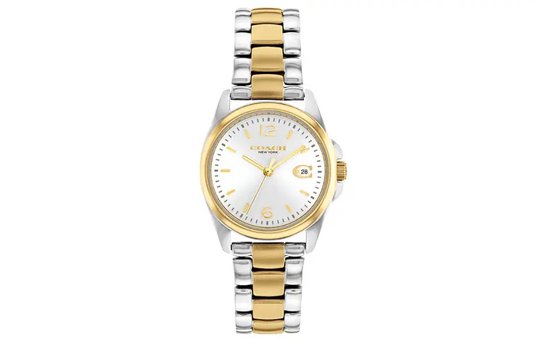 COACH GREYSON Collection European/US Watches, Sunray Pattern Quartz Movement Stainless Steel Strap 28mm Silver Dial