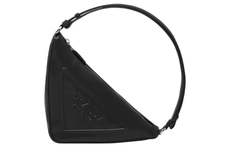 PRADA Triangle Leather Handbag Regular Women's Black