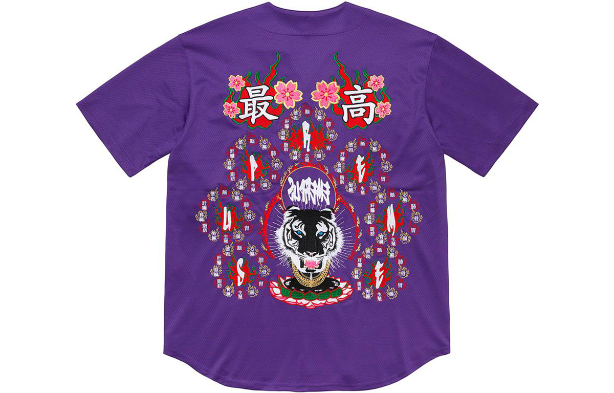Рубашка Supreme FW20 Week 1 Tiger Baseball Jersey (черная) — фото 6