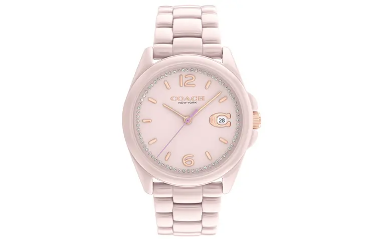 COACH GREYSON Wrist Watches Quartz Movement Ceramic Strap Pink Watch Dial Women's Watch 30m Water Resistant