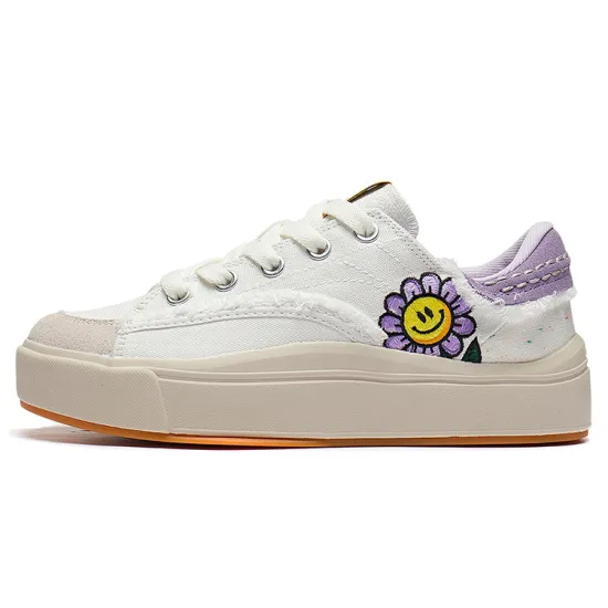 LINING Skateboard Shoes Women's Low-Top Ecru/Lilac