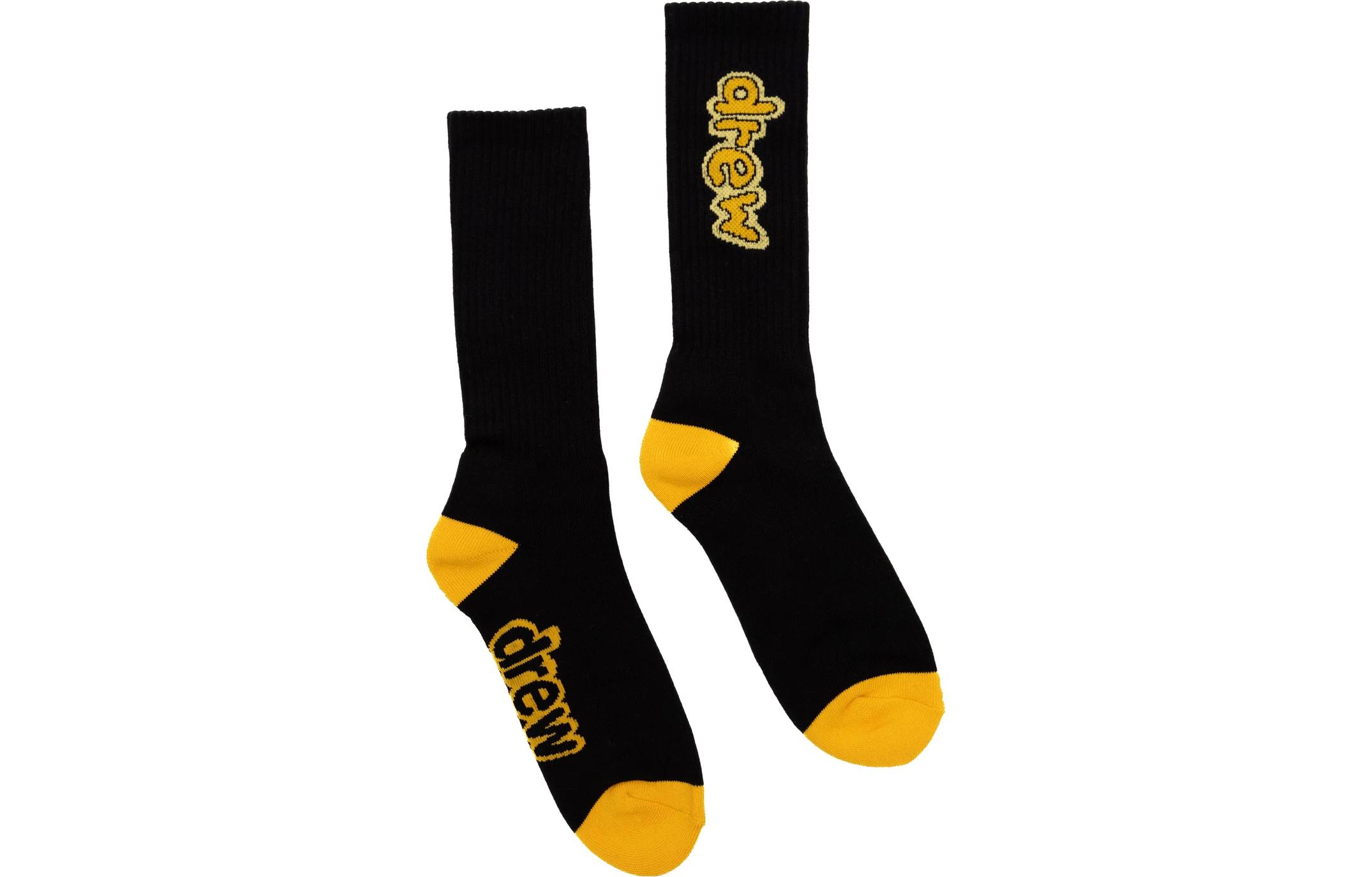Drew House Letter Logo Series 2 Pack Cartoon Font Socks White/Black Crew Socks Unisex 2 Pack Multicolor