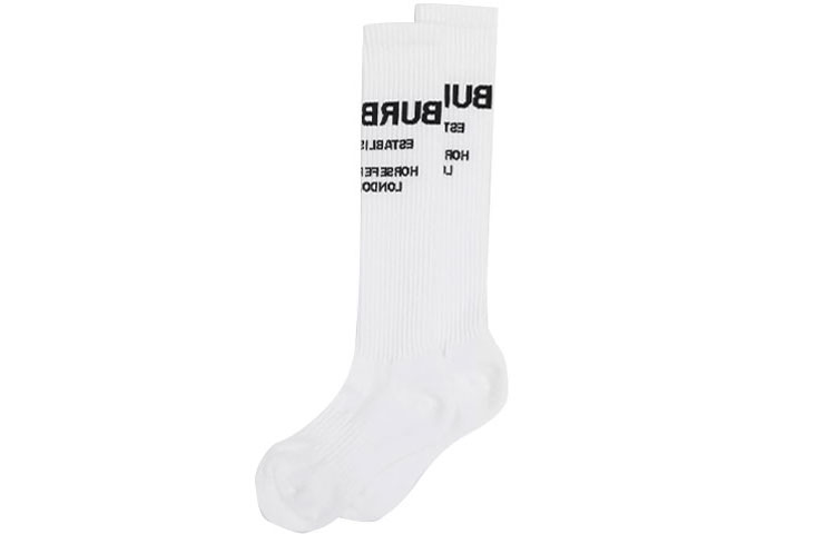 Burberry Knee High Socks Unisex 1 Pack White
