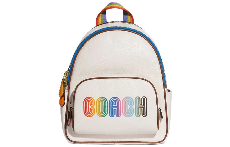 COACH Court Leather Backpack Small Women's White