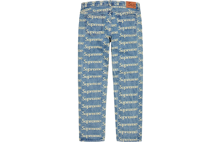 Джинсы Supreme SS21 Week 10 Frayed Logos Regular Jean (синие) — фото 4