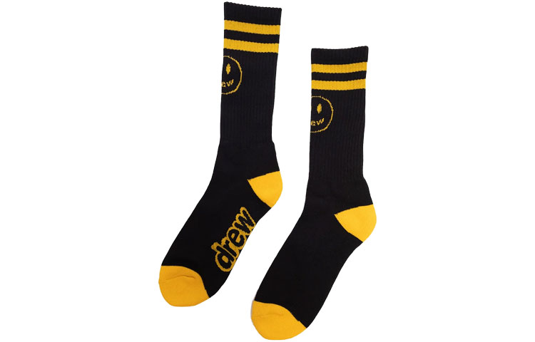 Drew House logo 2 pack mascot stripe socksblack/white   2