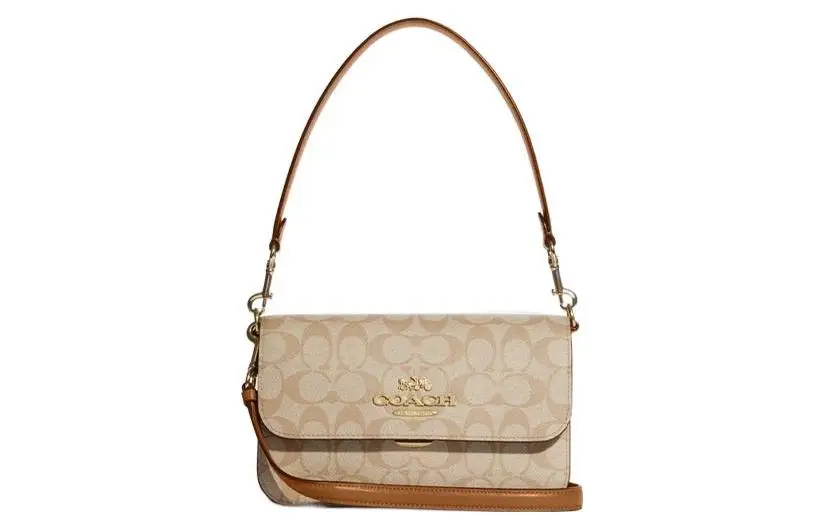 COACH Canvas With Leather Portable Crossbody Bag, Shoulder Bag Women's Khaki