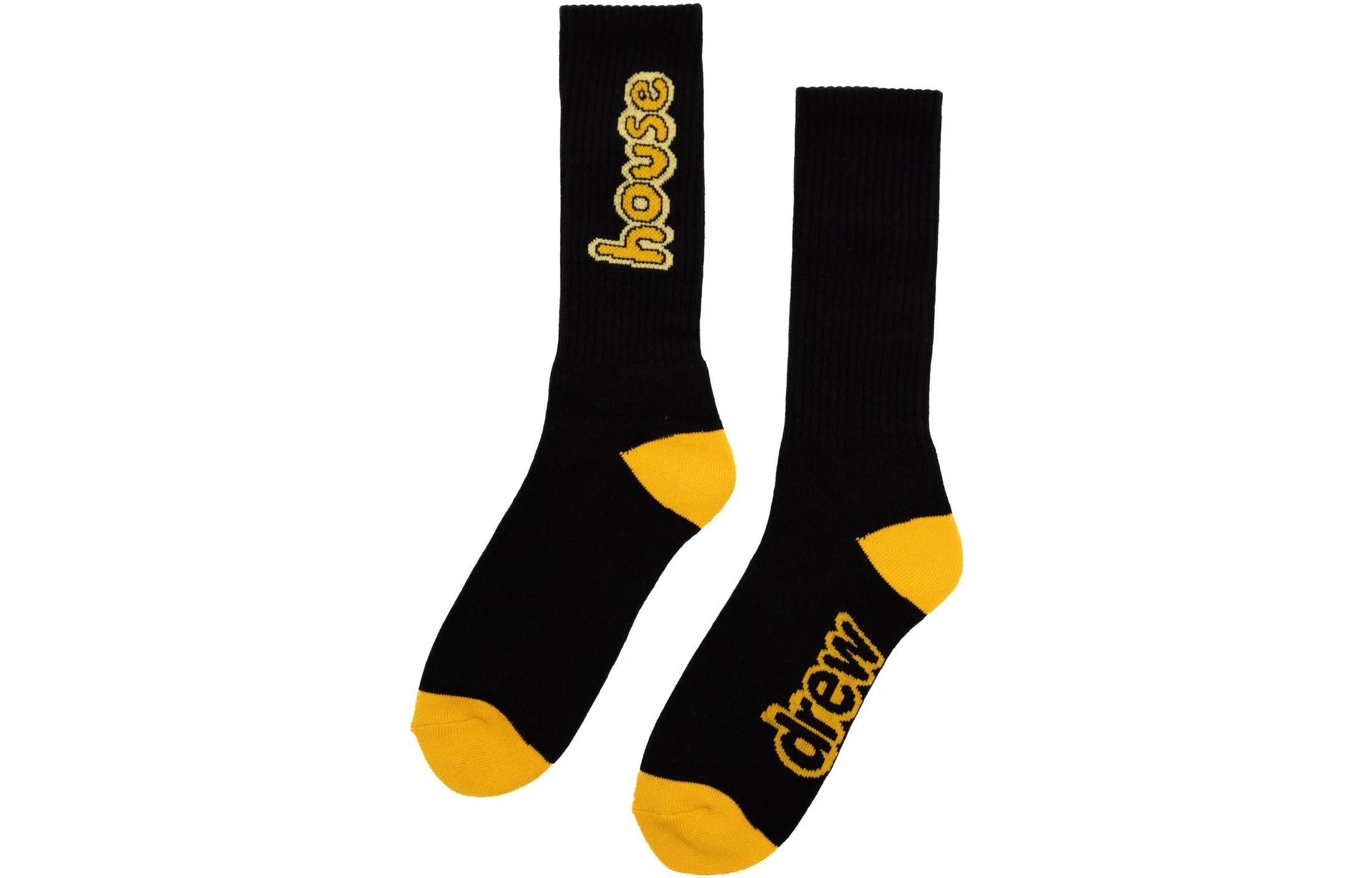 Drew House Letter Logo Series 2 Pack Cartoon Font Socks White/Black Crew Socks Unisex 2 Pack Multicolor
