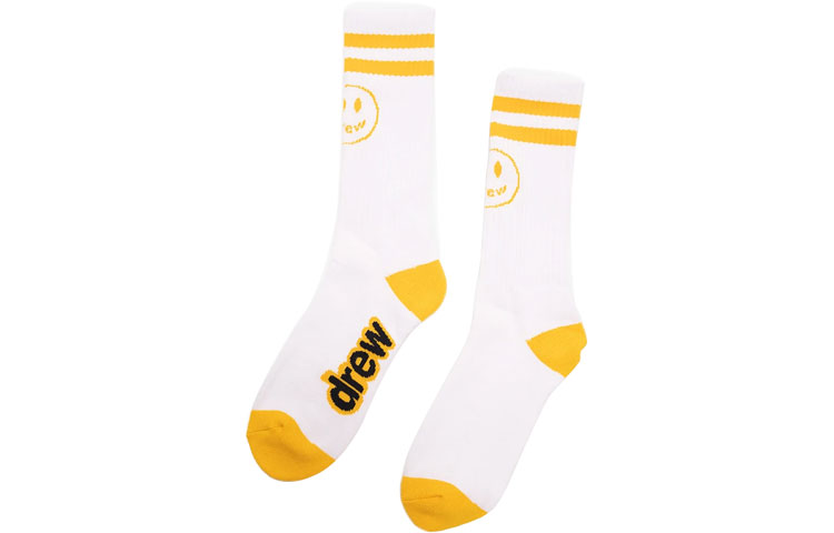 Drew House logo 2 pack mascot stripe socksblack/white   2