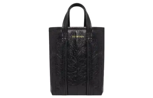 Balenciaga Barbes Fine Grained Sheepskin Cell Phone Pouch, Handbag, Shoulder Bag, Crossbody Bag Regular Women's Black
