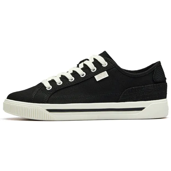 ANTA Skateboard Shoes Women's Low-Top Black/Light Beige White