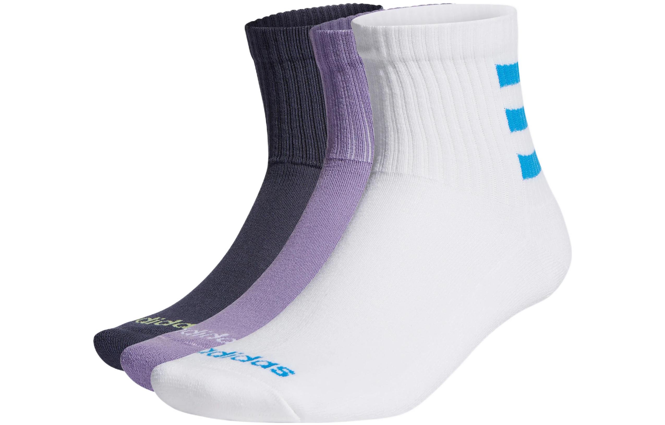 Adidas Neo Crew Socks Unisex 1 Set 3 Pack Dark Gray Navy Blue/Purple/White