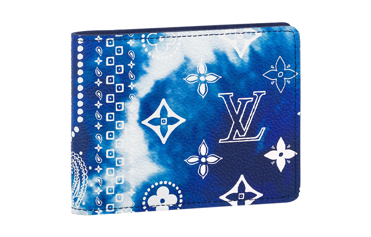 LOUIS VUITTON Slender Wallet Bandana 8 Card Slot Monogram Bleached Blue