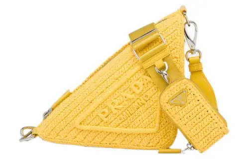 PRADA Triangle Fabric Shoulder Bag, Crossbody Bag Yellow