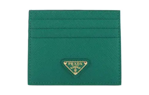 PRADA Saffiano Leather Card Holder Women's Green
