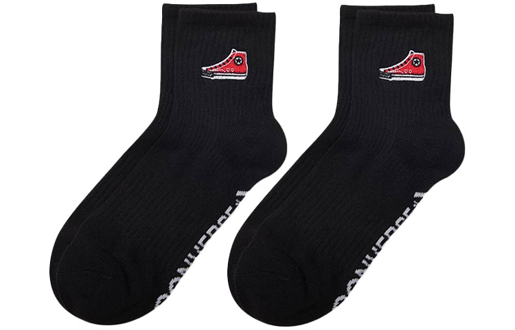 Converse Ambrodery Chuck Crew Socks Unisex 1 Set 2 Pack Black