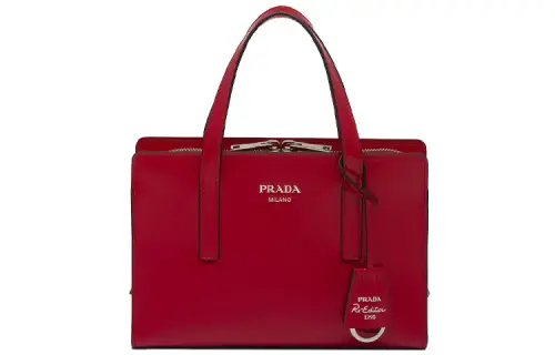 PRADA Re Edition Shiny Leather Handbag Regular Women's Scarlet