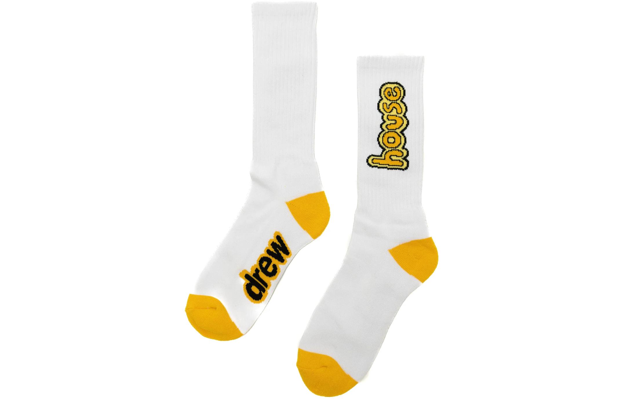 Drew House Letter Logo Series 2 Pack Cartoon Font Socks White/Black Crew Socks Unisex 2 Pack Multicolor