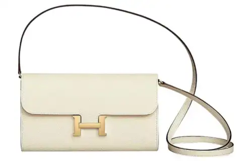 HERMES Constance To Go Gold tone Lock Epsom Calfskin Wallet, Crossbody Bag, Shoulder Bag Women's I2 Nata Cream White
