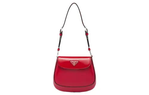 PRADA Leather One Shoulder Handbag Mini Women's Scarlet
