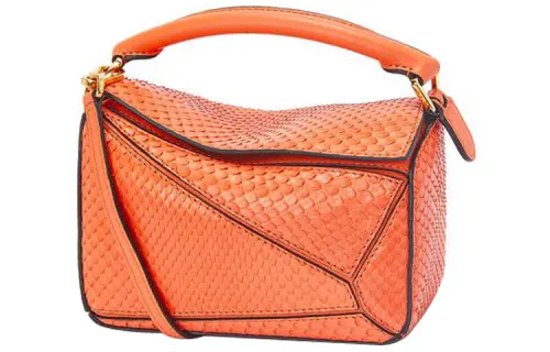 LOEWE Puzzle Python Skin Geometric Puzzle Bag Handbag Women's Red