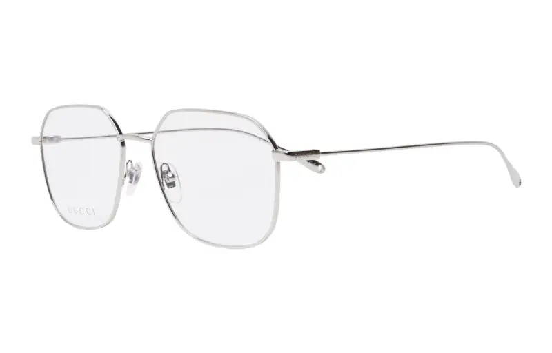 GUCCI Metal Irregular Shape Prescription Glasses Unisex Silver