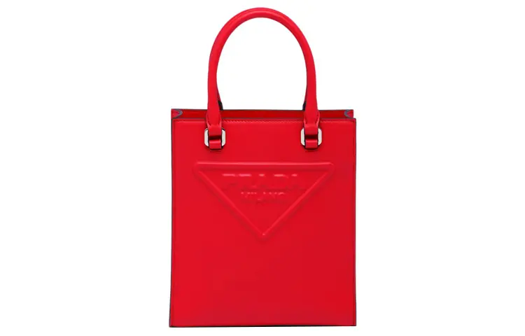 PRADA Leather Tote Bag, Shopping Bag, Handbag Women's Red