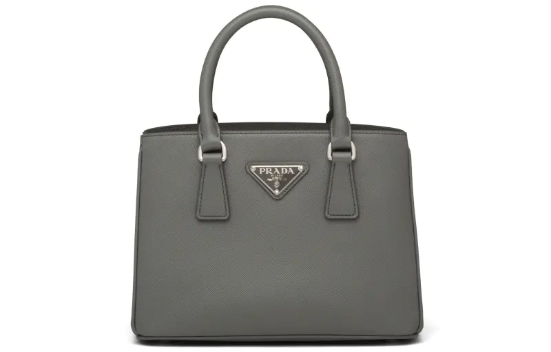 PRADA Leather Handbag Women's Slate Gray