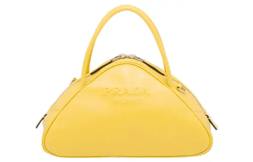 PRADA Triangle Leather Handbag, Shoulder Bag, Crossbody Bag Women's Sunlight Yellow