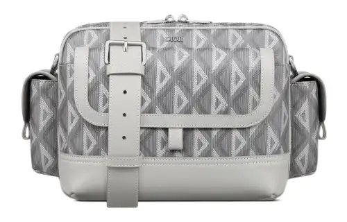 DIOR Smooth Calfskin Portable Crossbody Bag, Shoulder Bag Men's Gray