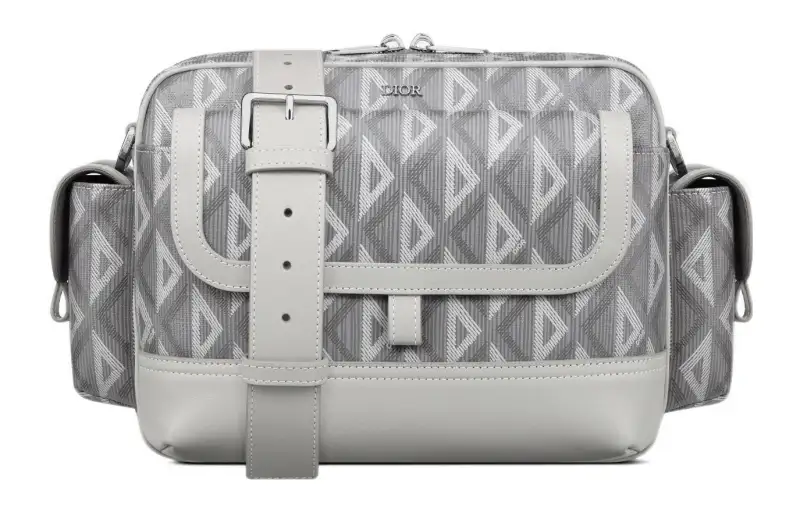 DIOR Smooth Calfskin Portable Crossbody Bag, Shoulder Bag Men's Gray