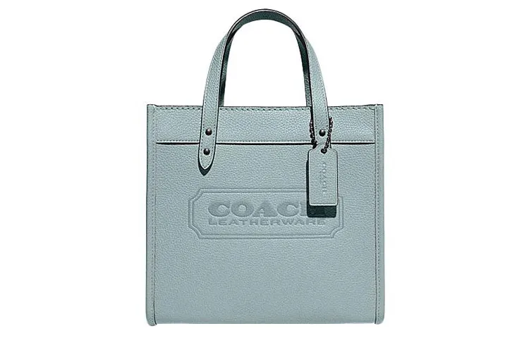 COACH Field Cow Leather Tote Bag, Shopping Bag, Handbag, Shoulder Bag, Crossbody Bag Small Women's Lake Water Blue