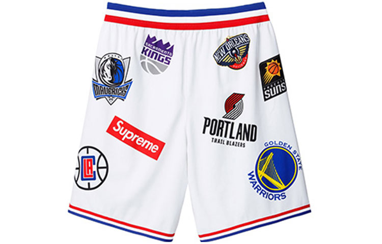 Supreme x Nike NBA Teams Authentic Short Black Basketball Shorts Unisex White