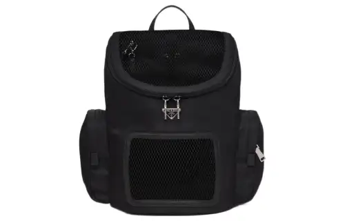 PRADA Re Nylon Recycled Nylon And Saffiano Leather Backpack Unisex Black