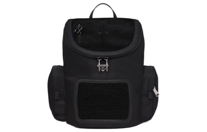 PRADA Re Nylon Recycled Nylon And Saffiano Leather Backpack Unisex Black