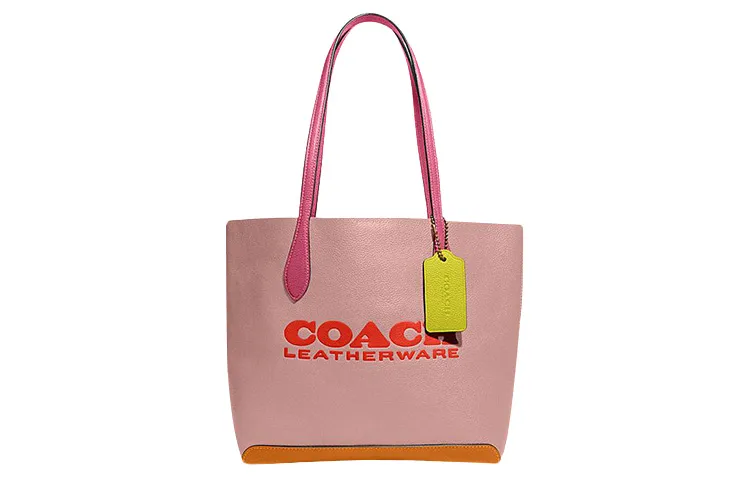 COACH Kia Cow Leather Tote Bag, Shopping Bag, Handbag, Shoulder Bag Women's Pink