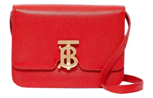 Burberry Small Tb Monogram Grainy Leather Shoulder Bag 'Bright Red'