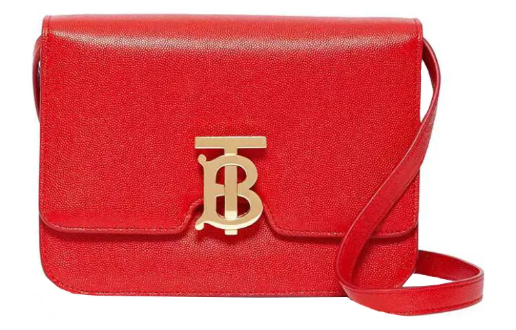 Burberry Small Tb Monogram Grainy Leather Shoulder Bag 'Bright Red'