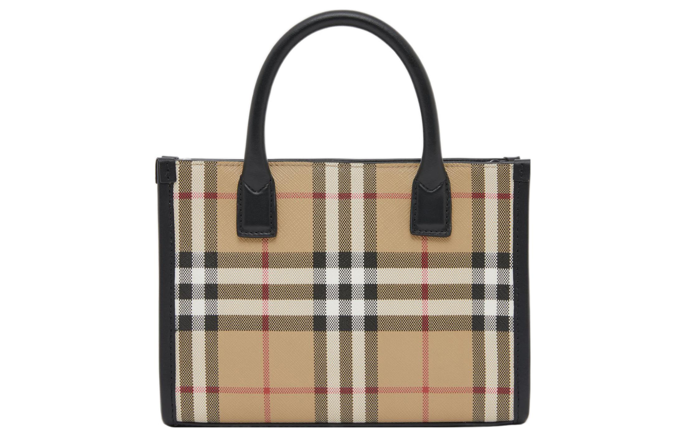 Burberry Mini Vintage Check And Leather Tote Bag Archive Beige