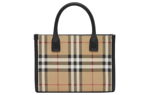 Burberry Mini Vintage Check And Leather Tote Bag Archive Beige