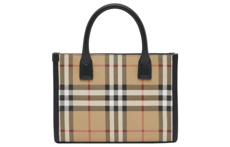 Burberry Mini Vintage Check And Leather Tote Bag Archive Beige