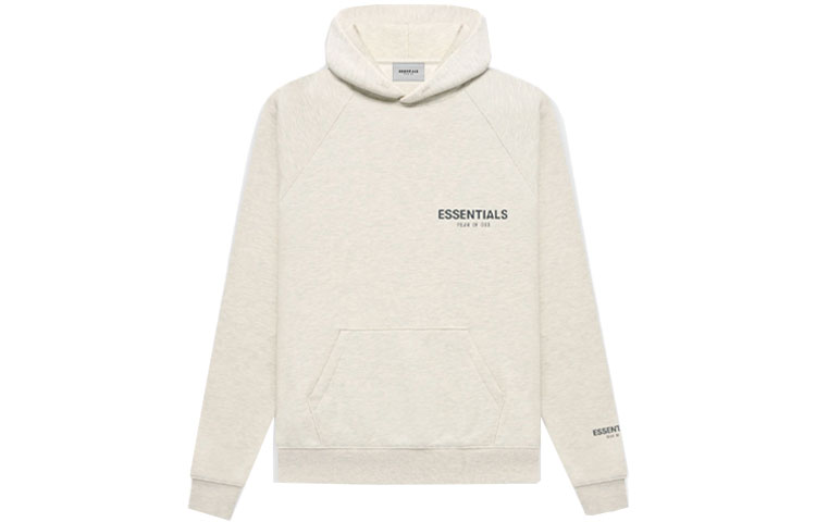 Fear of God Essentials FW21 Pullover Hoodie Light Heather Oatmeal Logo