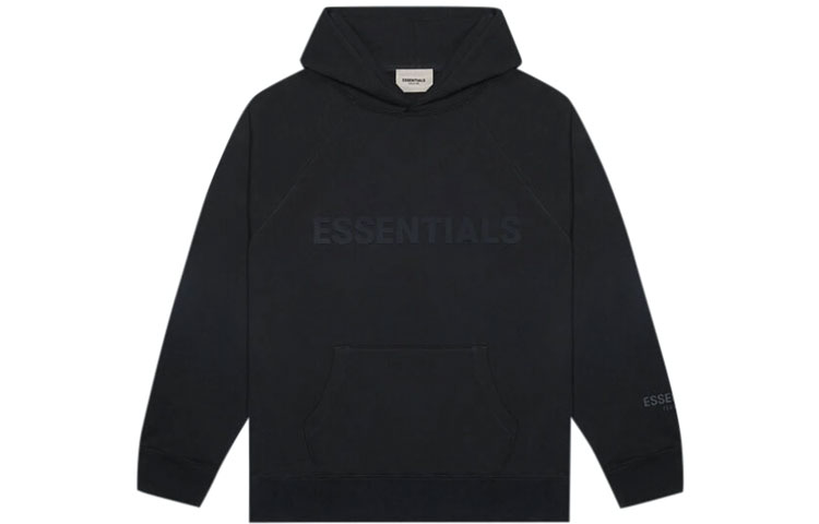 Fear of God Essentials FW20 3D Silicon Applique Pullover Hoodie Black