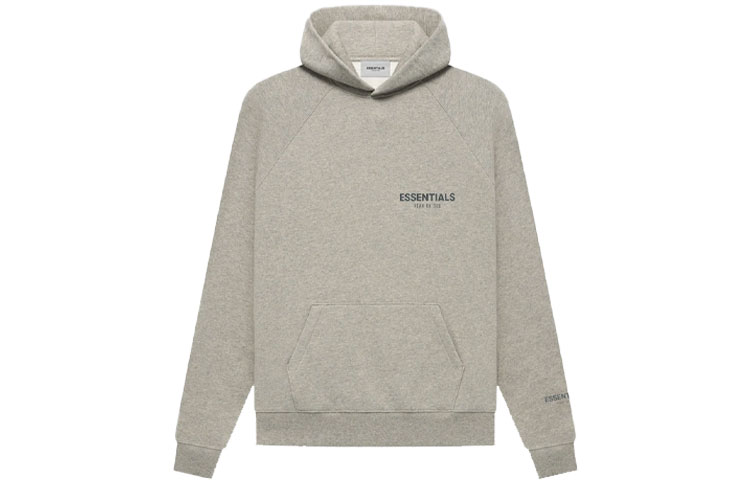 Fear of God Essentials FW21 Pullover Hoodie Dark Heather Oatmeal Logo