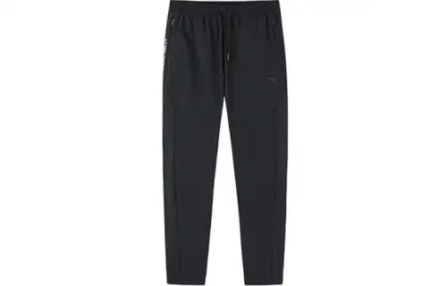 ANTA Knitted Sweatpants Men's Black Moderate Straight Fit Pants