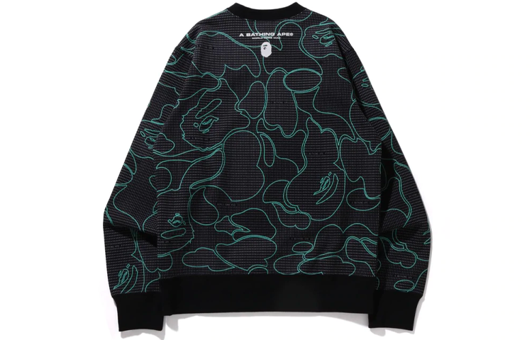 Мужское худи A BATHING APE A BATHING APE BAPE Text Code Camo Crewneck (зеленый камуфляж) — фото 2