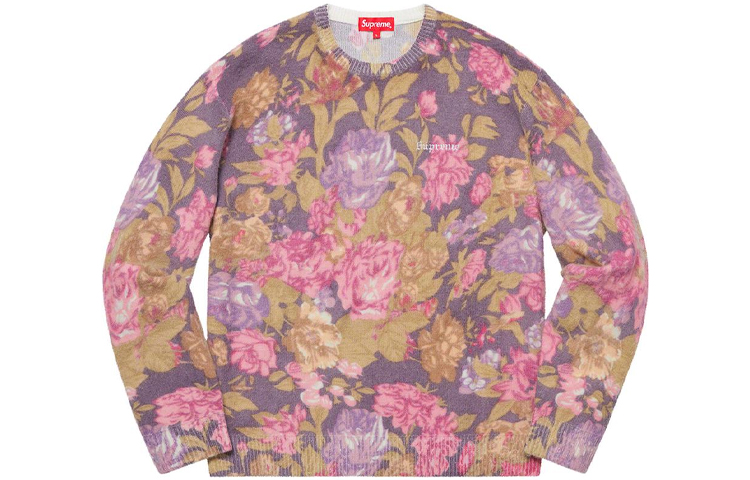 Supreme SS19 Printed Floral Angora Sweater Purple