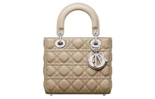 DIOR Lady Dior Grained Calfskin Shoulder Bag, Crossbody Bag, Handbag Small Women's Natural Khaki