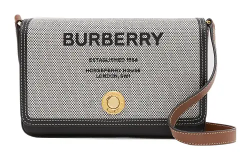 Burberry Letter Print Canvas With Leather Detail Canvas Bag, Messenger Bag, Shoulder Bag, Crossbody Bag Mini Women's